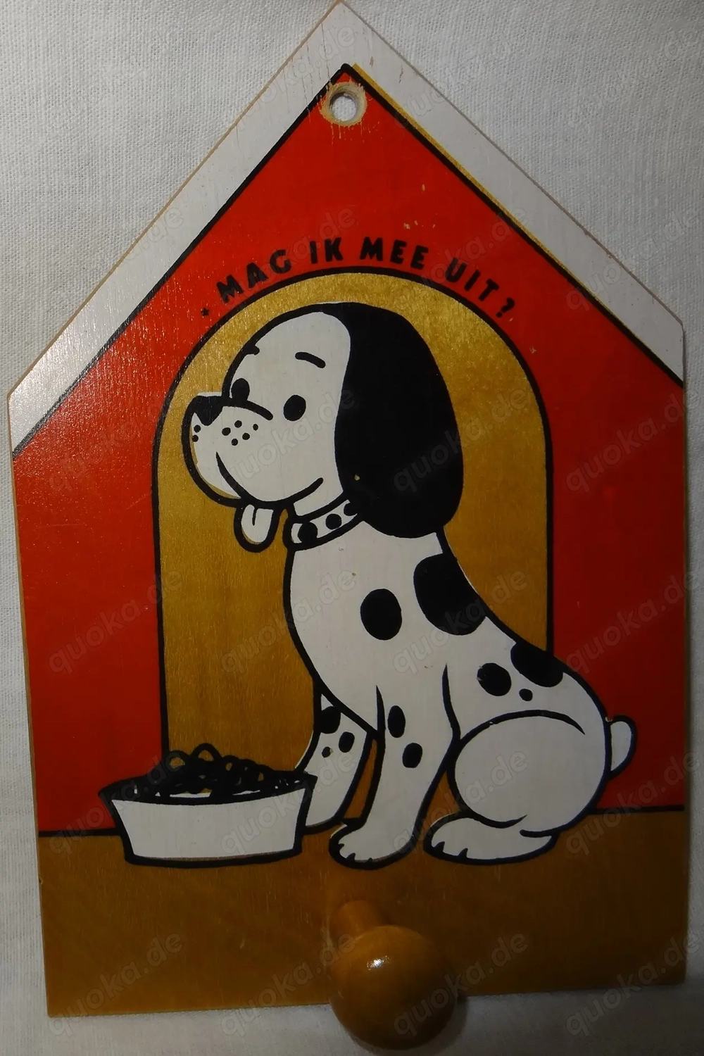 F Garderobe für Kinder Holz 20,5x13,5x0,04 Abbildung Hund mag ik mee uit?