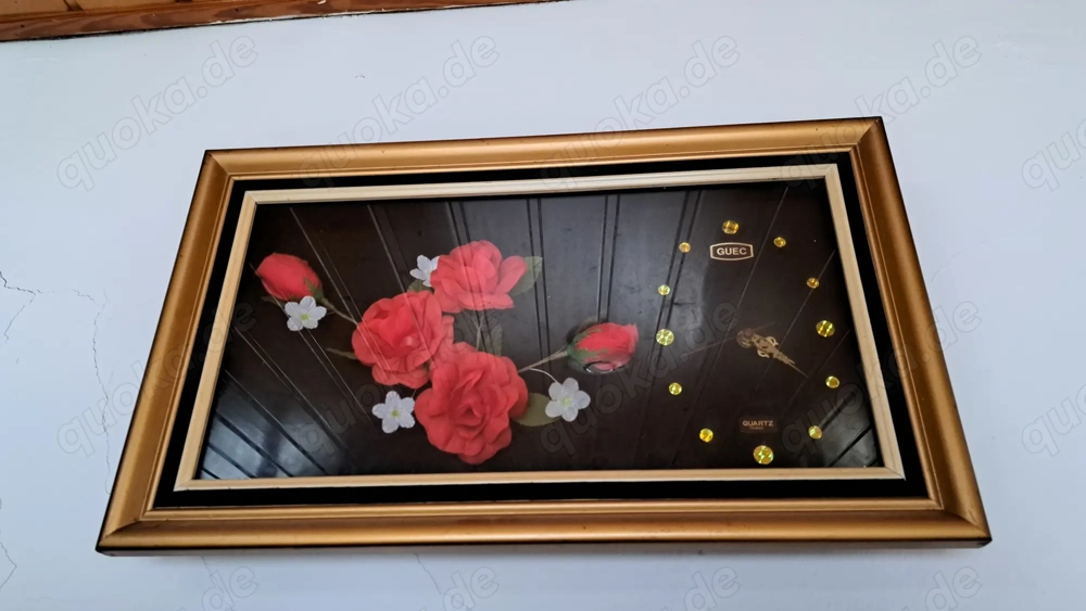  3 D Bild mit Rosen und Innenuhr