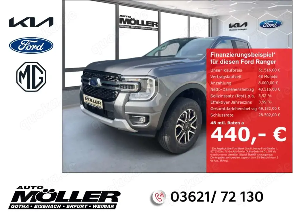 Ford Ranger 2.0L Limited DoKa 4x4 AHK 360°Kamera Klimaautomati