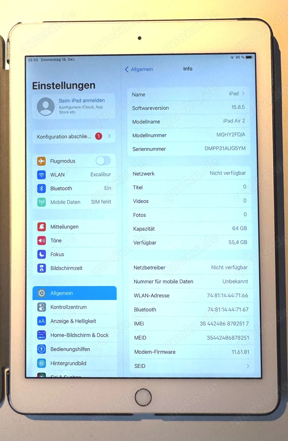 Ipad Air 2, gebraucht, 64 GB