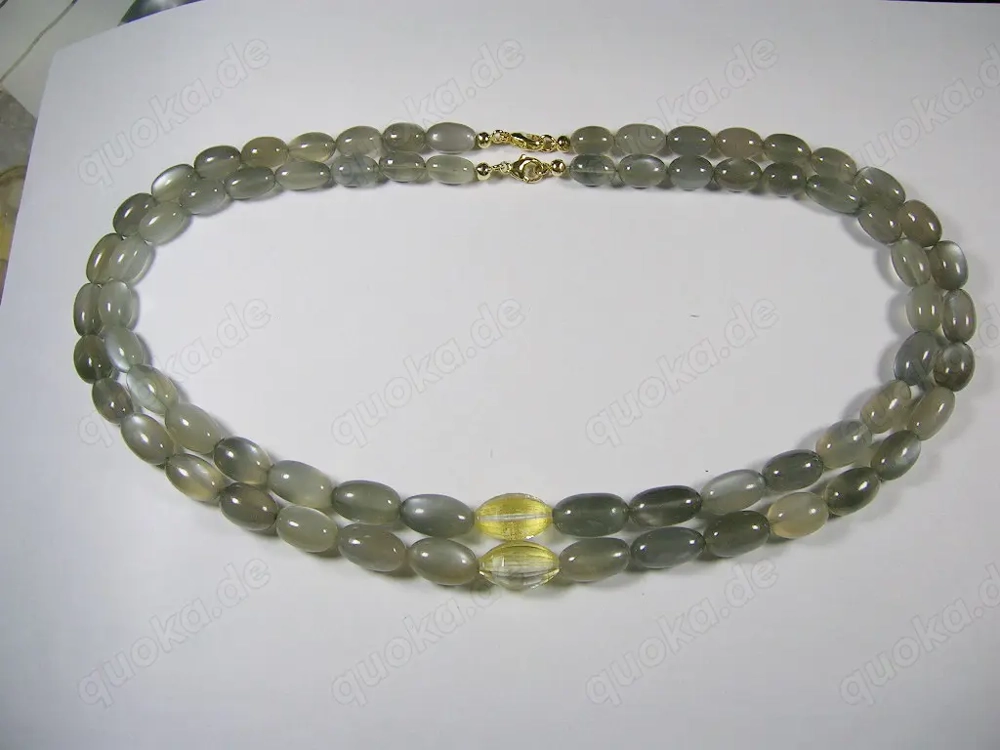 NEU: Kette 45 oder 50 cm mit Mondstein 375 Gold Karabiner