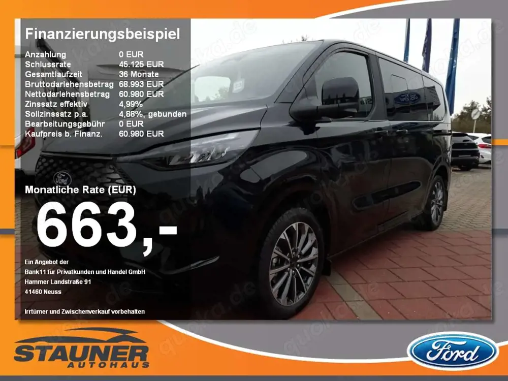 Ford Tourneo Custom Elektro 340L1 RWD Titanium X Navi