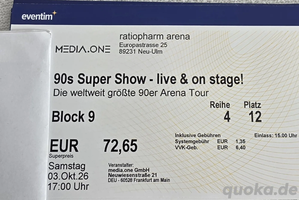 Nur noch 3 Diamant Tickets für die 90er Supershow 