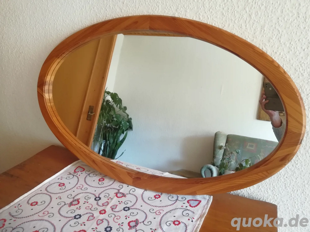 Spiegel Wandspiegel oval massiv Holz Ikea groß