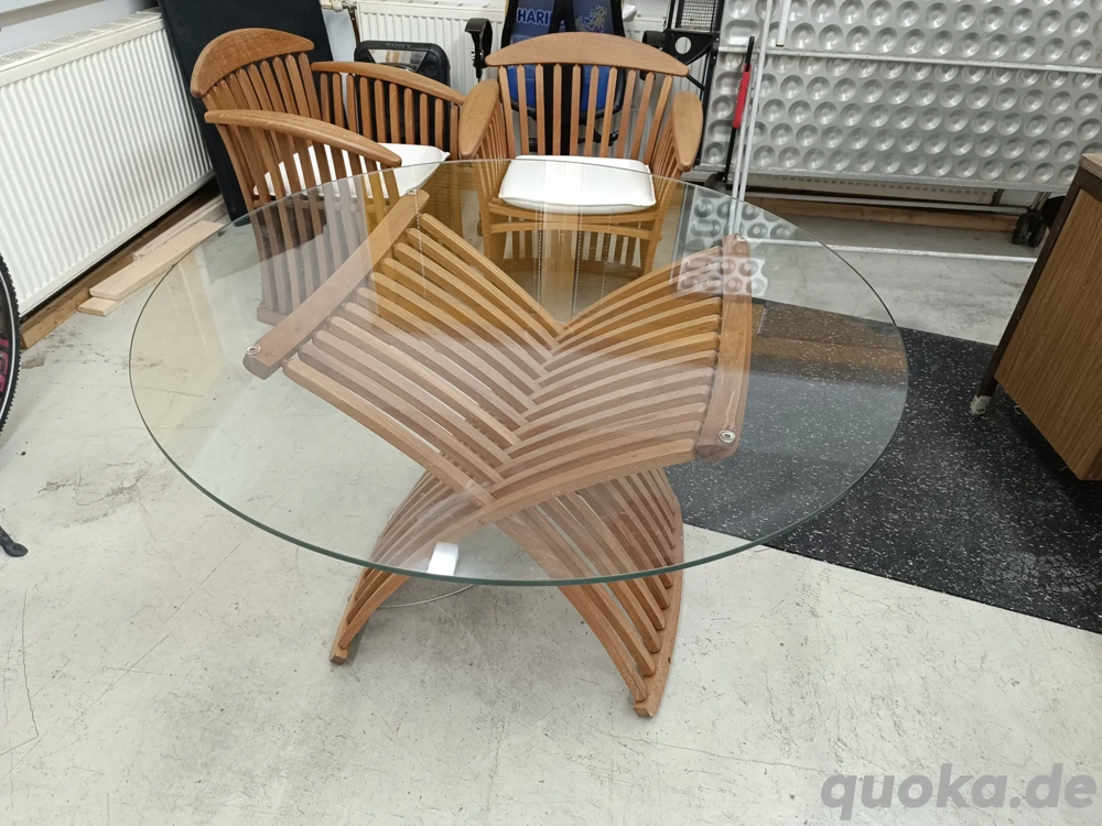 Tisch und 2 Stühle für Wintergarten schöne Holz Teile