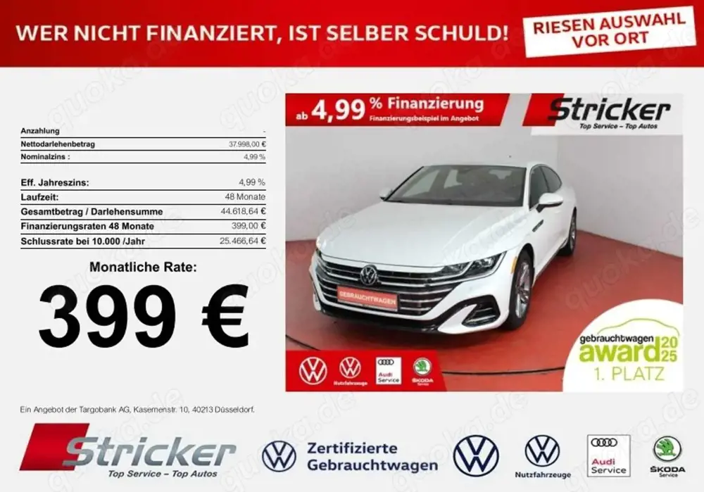 Volkswagen Arteon 2.0FSI DSG 399,-ohne Anzahlung IQ.Light Travel