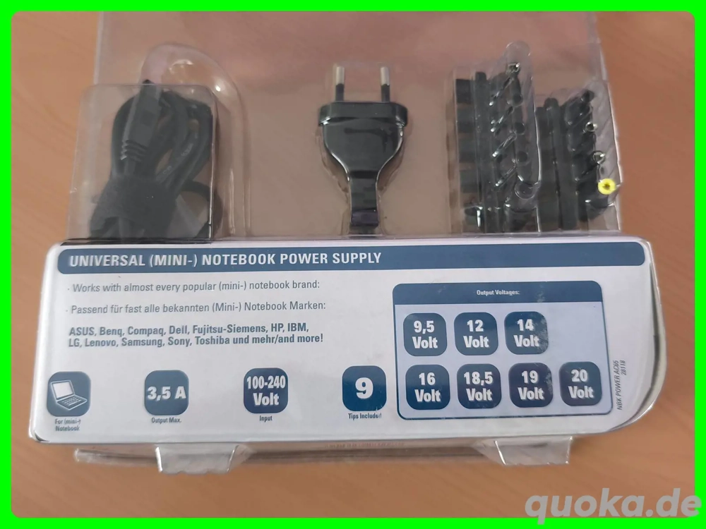 Universal Netzteil Notebook Laptop einstellbar von 9,5V bis 20V