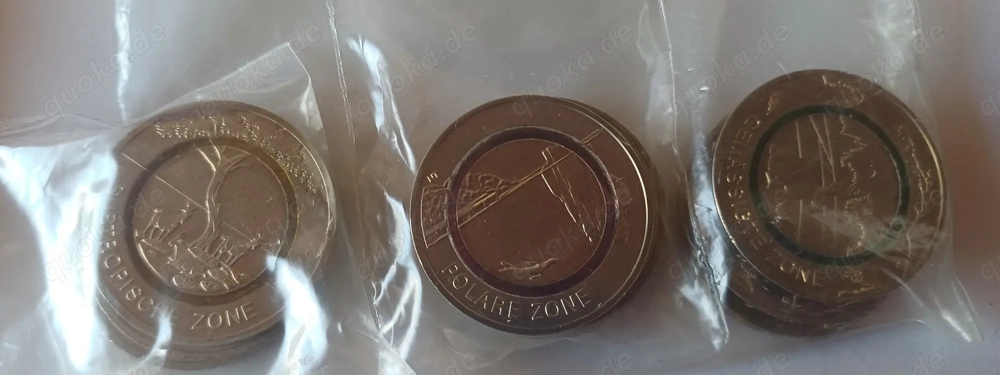 5,- Gedenkmünzen: 2019 Gemäßigte Zone, 2020 subpolare Zone