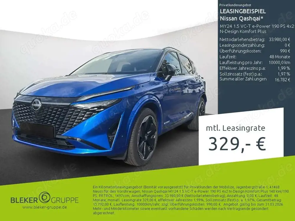 Nissan Qashqai MY24 1.5 VC-T e-Power 190 PS 4x2 N-Design Komfort