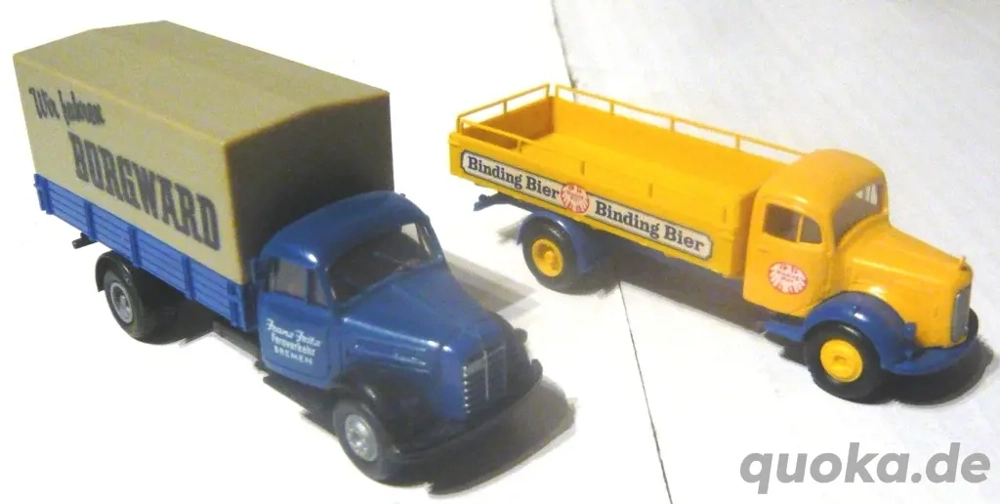 Brekina alt 1:87 2x Pritschen LKW Borgward B4500 Mercedes L311