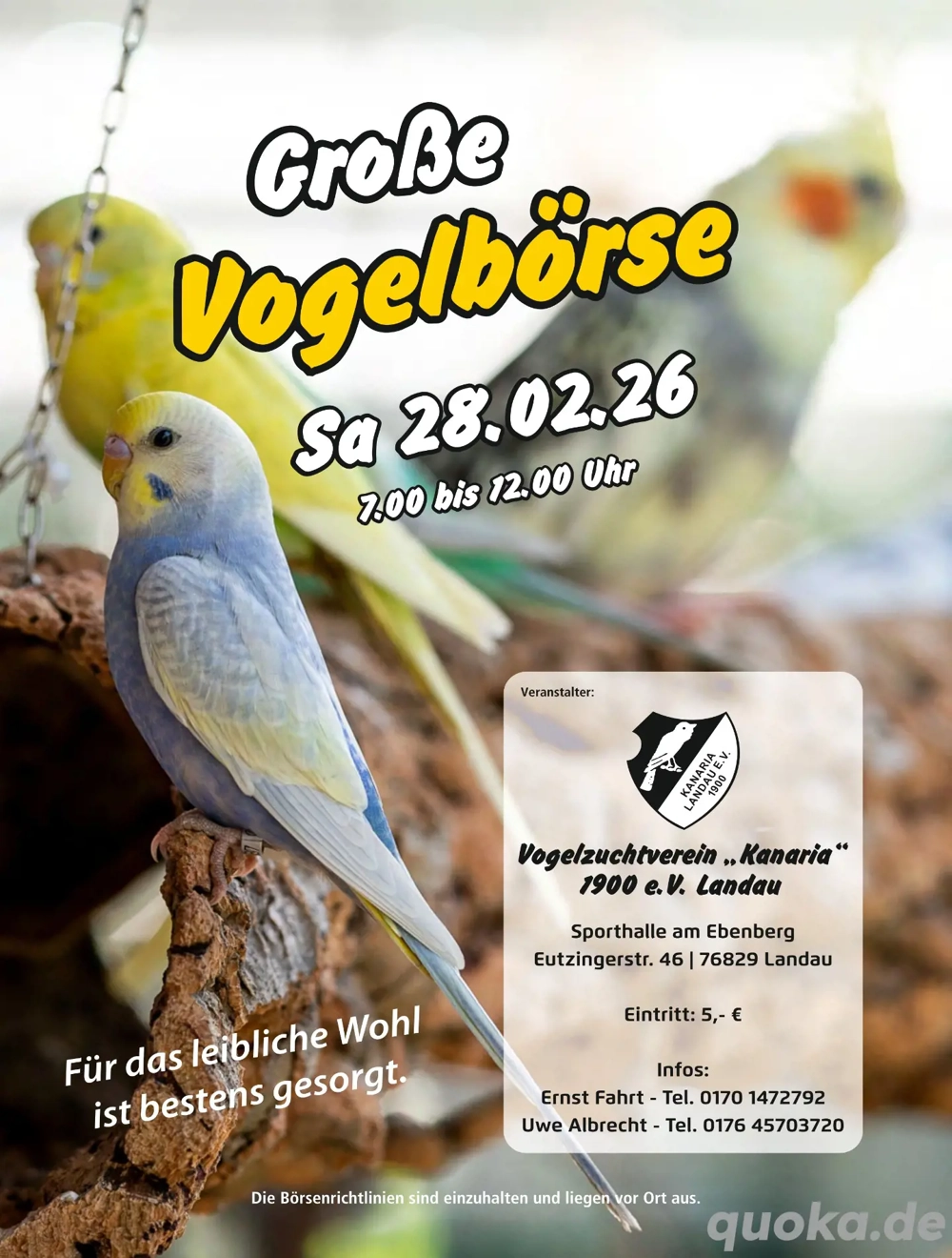28.02.2026 Vogelbörse mit Futterhändler in Landau in der Pfalz 