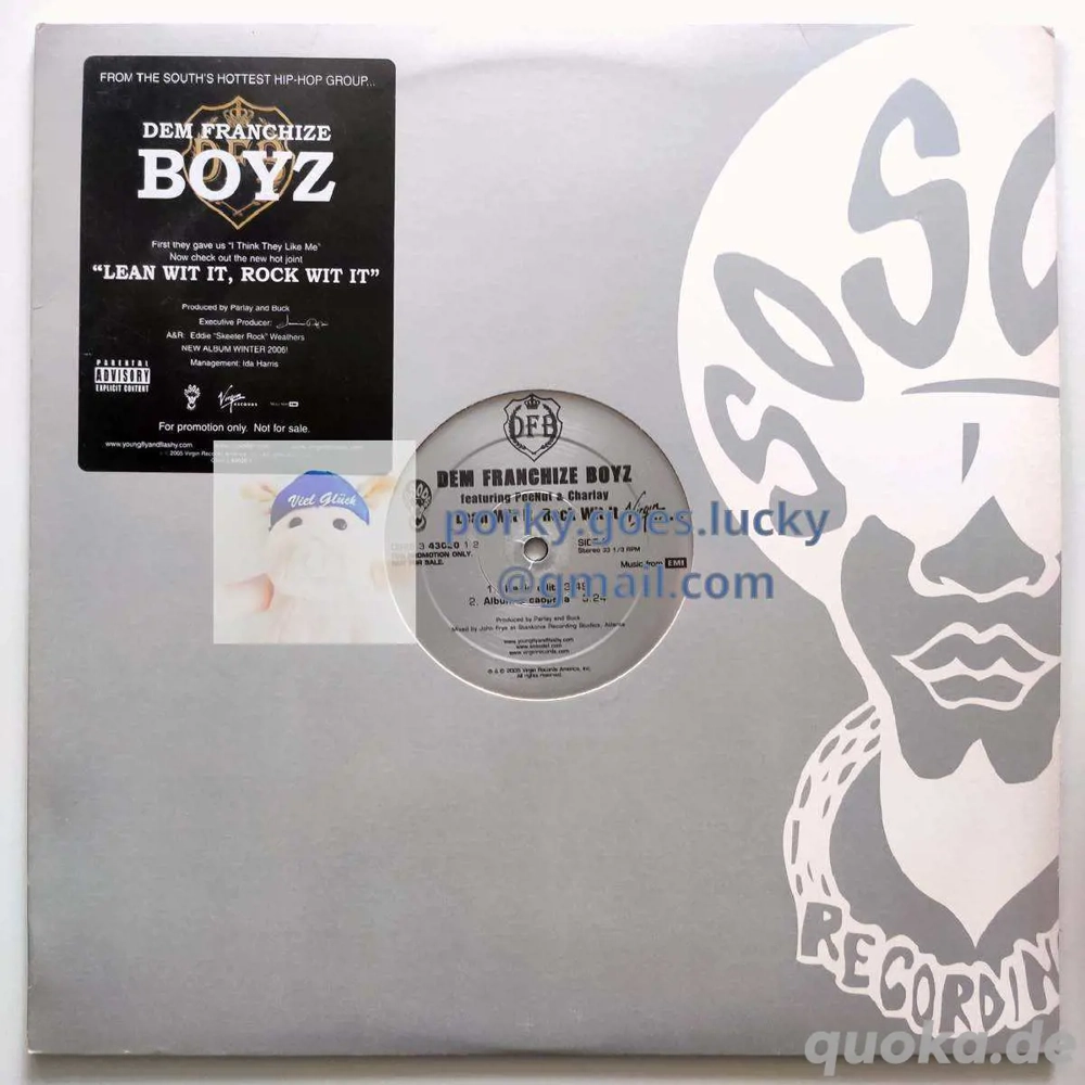 Dem Franchize Boyz - Lean Wit It, Rock Wit It 2006 Promo 12" Vinyl Hip Hop, Crunk, Snap