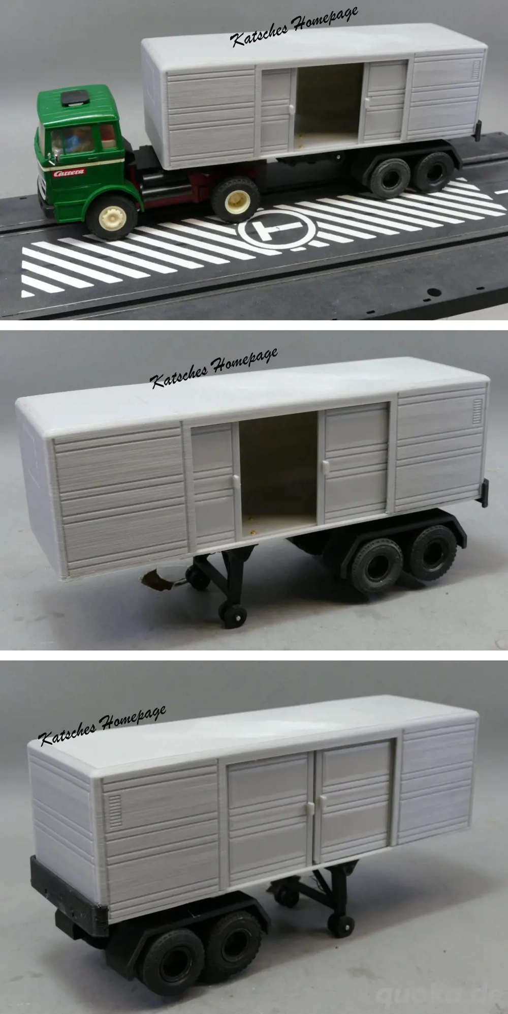 grauer Anhänger für Zugmaschine Thermozug Kühlzug Carrera Transpo Universal 82501 40511