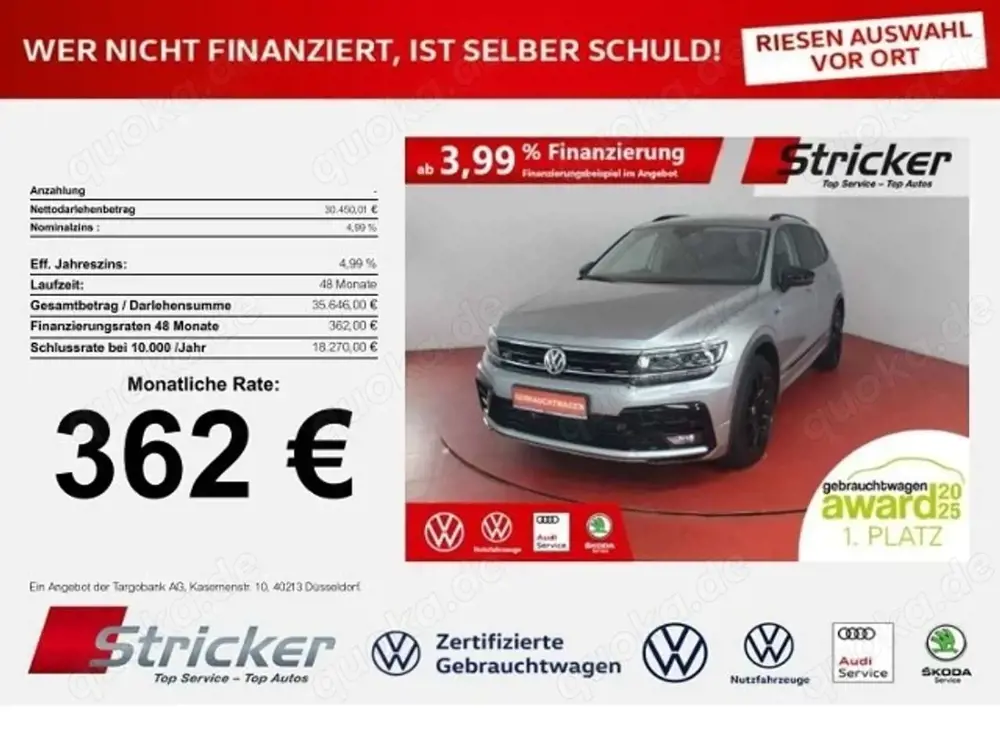 Volkswagen Tiguan Allspace R-Line Black Style 1.5TSI DSG 356,-ohne Anzahlung