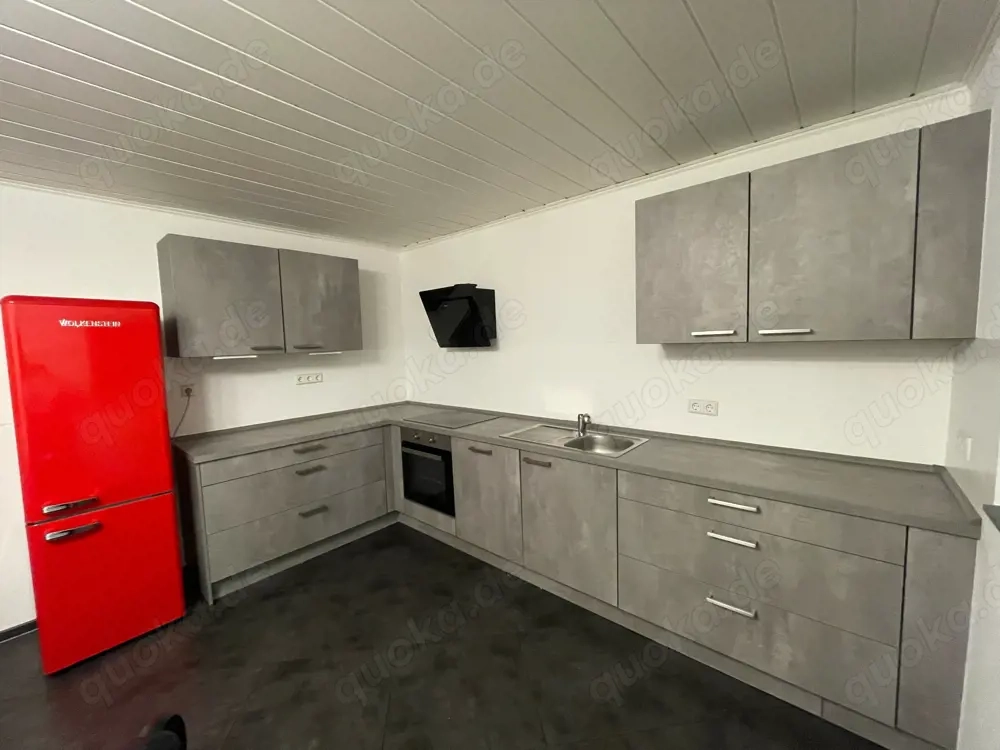 Moderne Einbauküche L-Form grau mit oder ohne Kühlschrank