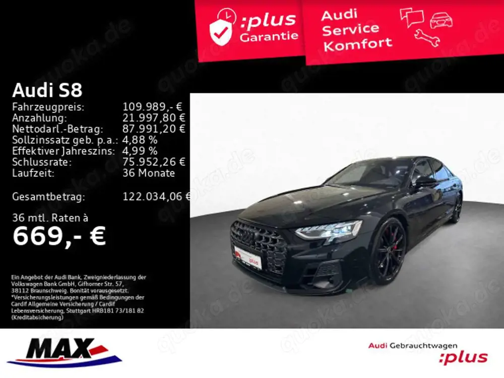 Audi S8 TFSI +HD MATRIX+PANO+NACHT+360°+RAUTE+REMOTE+