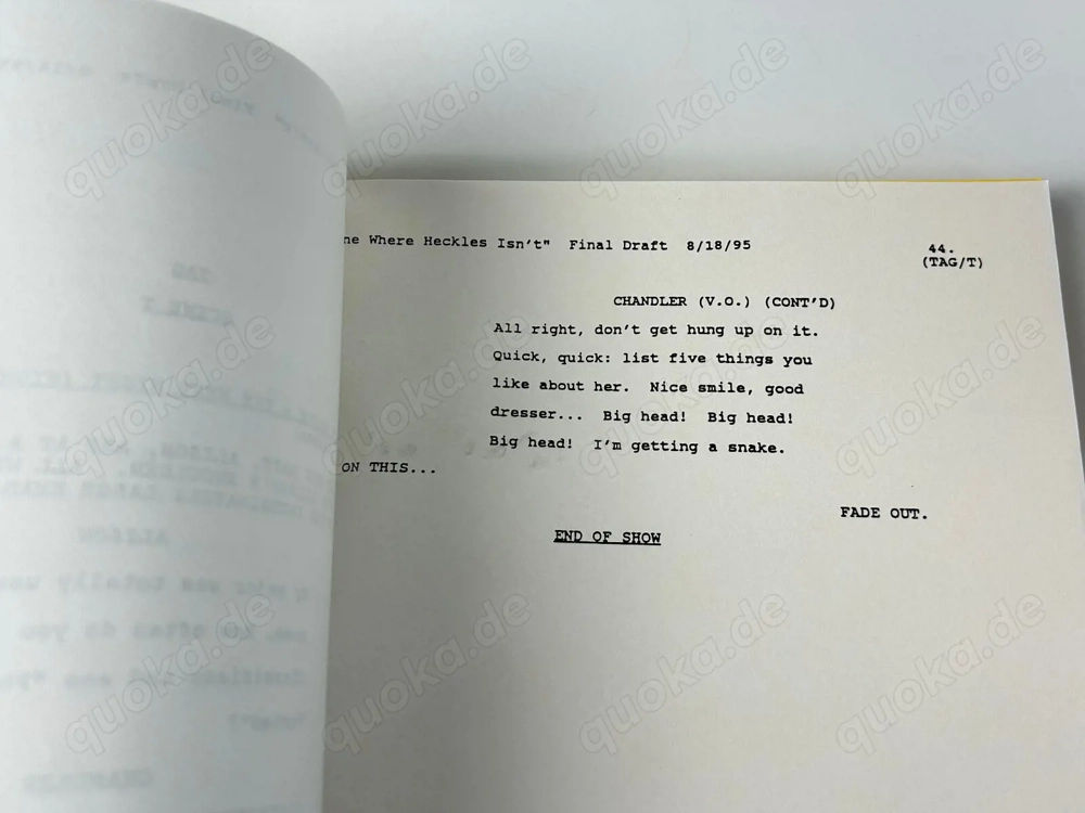 Friends- Original 1995 Hand Signed Script- COA- Autographed by Entire Cast- Rare