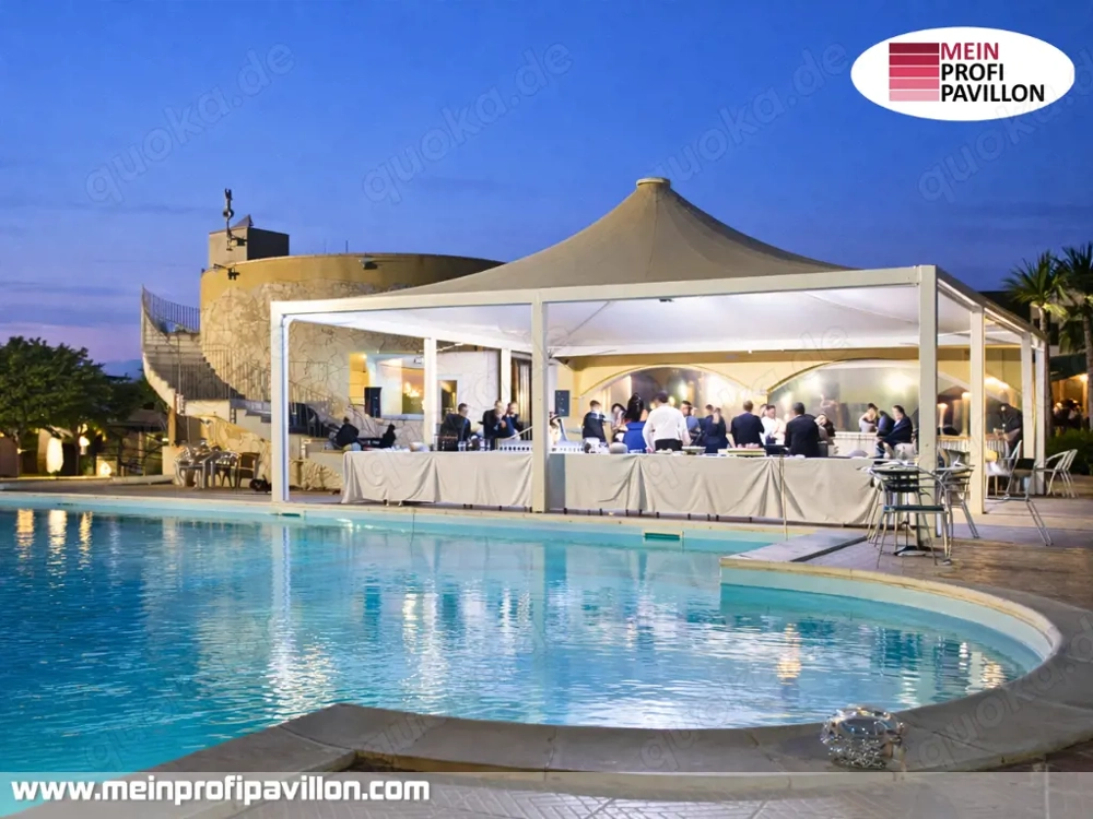 Pavillon 9x9 Überdachung Gazebo Pagodenzelt Festzelt Pvc Dach Restaurant Café Terrassenüberdachung