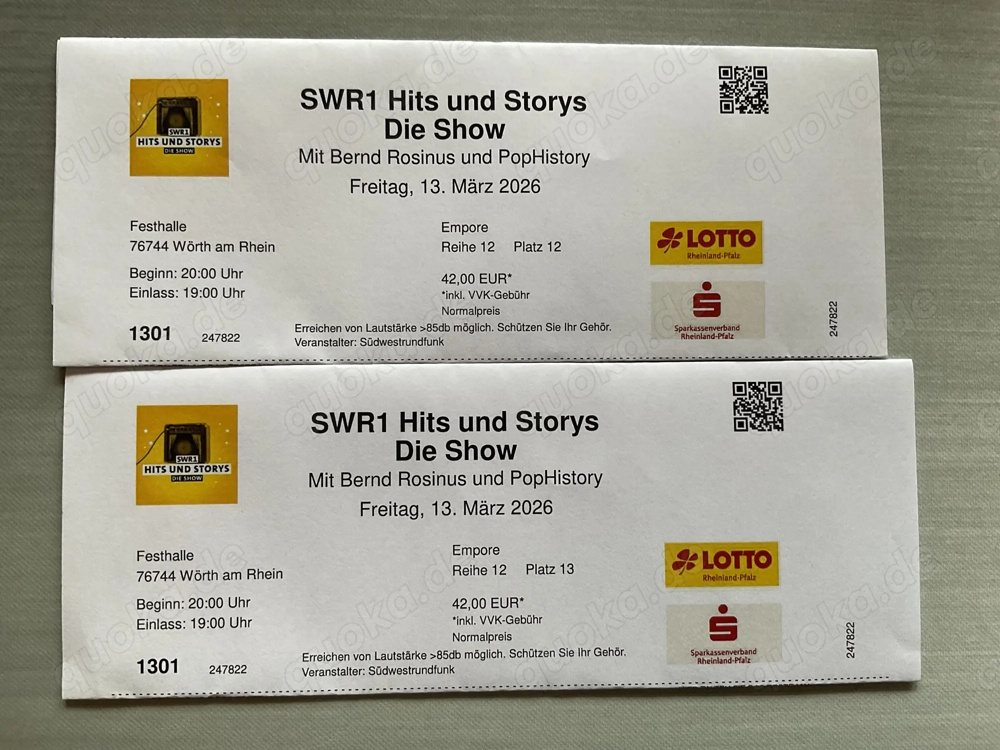 Ticket zu SWR1 Hits und Storys in Wörth