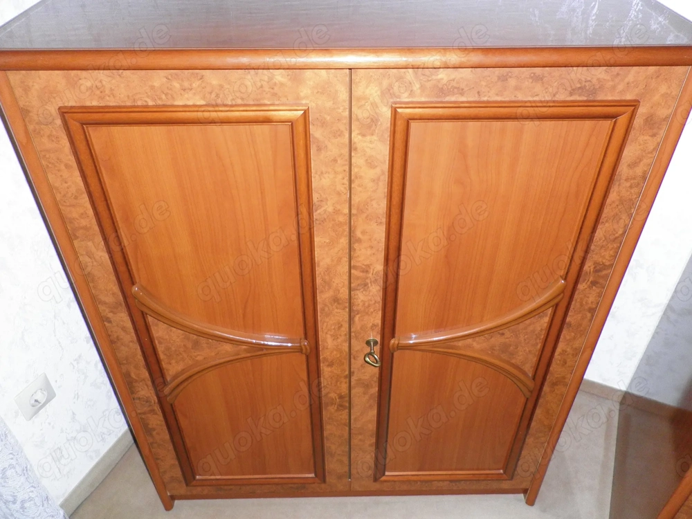 Wäscheschrank, 2 türig, Kirsch, B 100 cm, H 118 cm