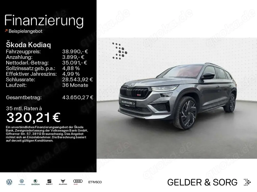 Skoda Kodiaq RS 2.0 TSI AHK*LED*CANTON*Sitzbel.*Leder