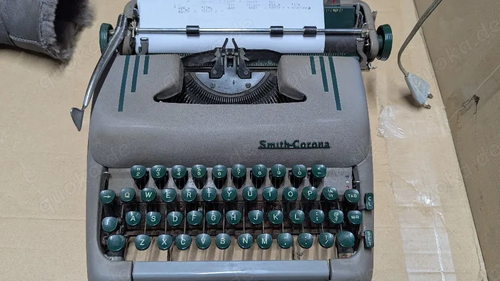 Vintage Smith-Corona Silent-Super 1950er Grau Grün   mechanisch, voll funktionsfähig, mit Original-F
