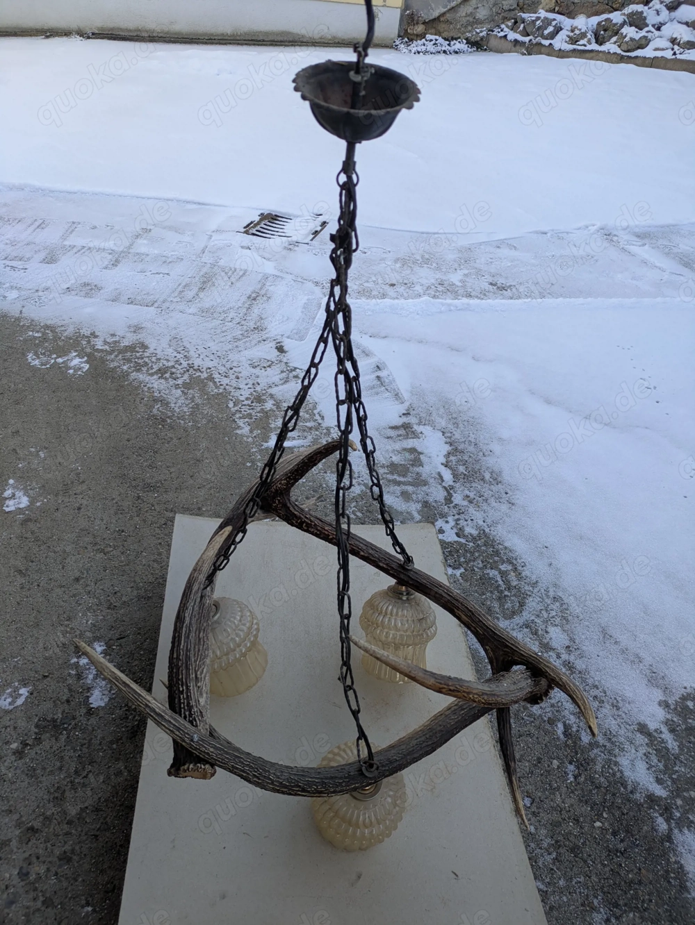 Deckenleuchte 3 Rothirschstangen Hirschgeweih Lampe