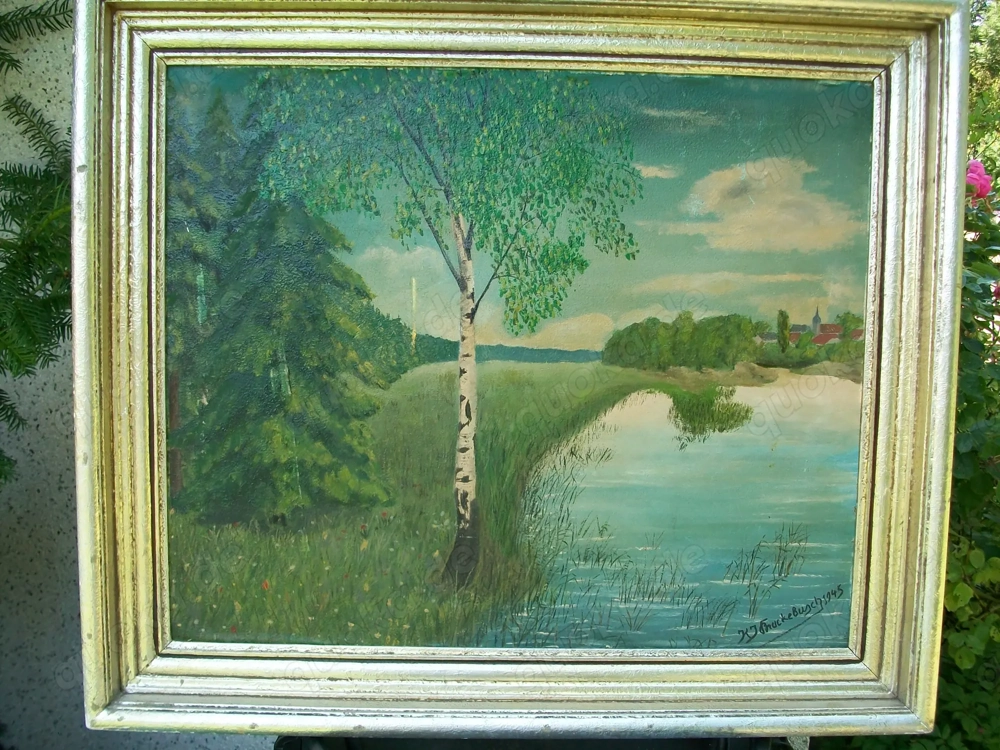 Ölgemälde, Landschaftsbild von K.J. Brackebusch 1945