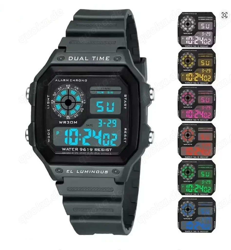 Schöne Digital Uhr Armbanduhr Chronograph Alarm grau schwarz Neu   unbenutzt