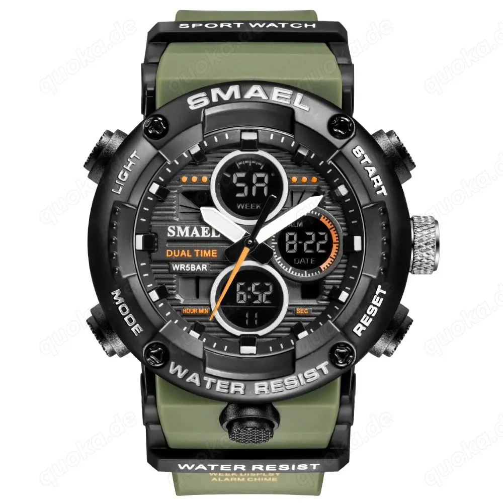 Digital Uhr Armbanduhr MUD Stopuhr Chrono Natogrün-Black Chronograph NEU