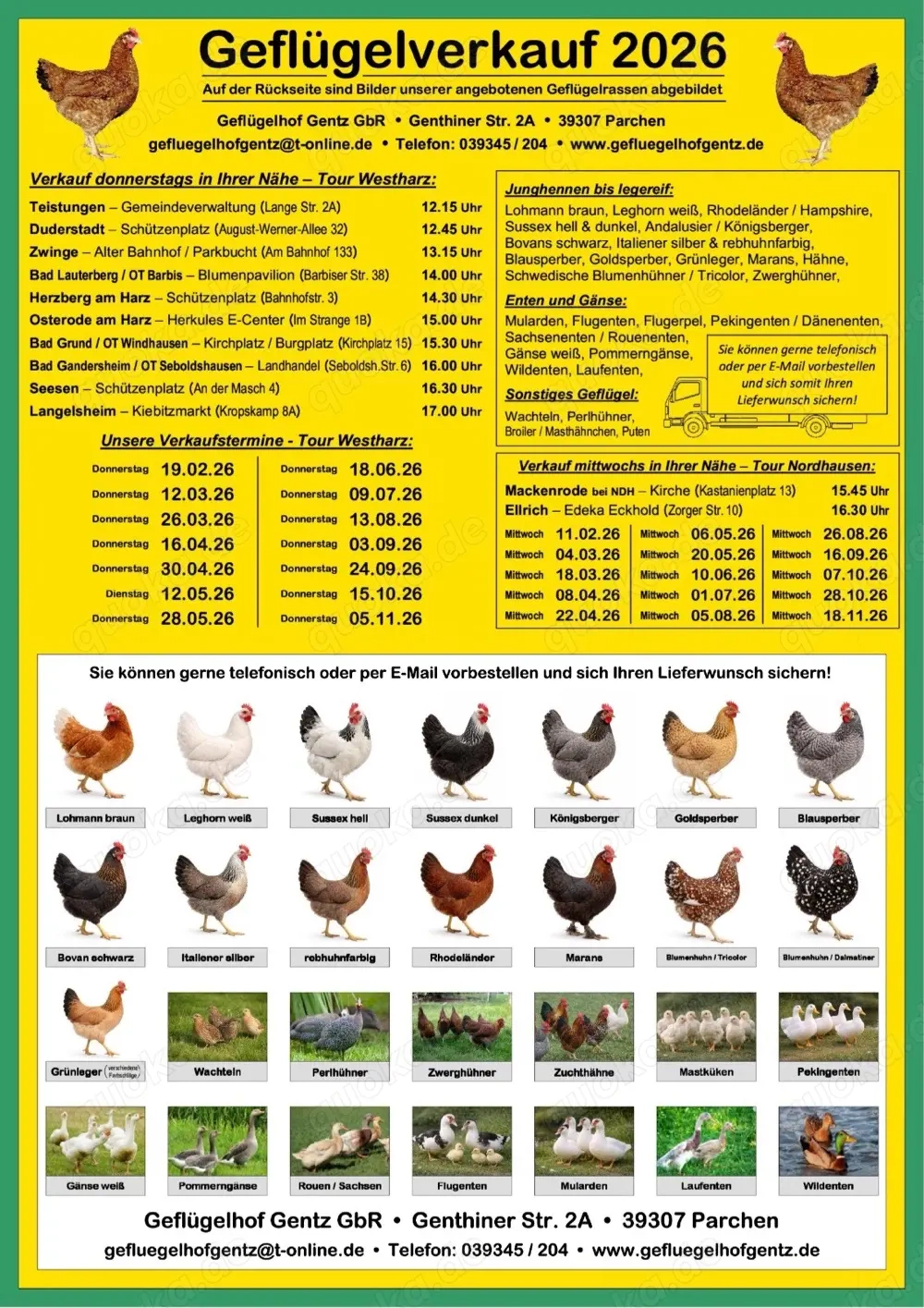 Geflügelverkauf | Hühner | Legehennen | Schwarze Bovan | Blausperber | Rhodeländer | Goldsperber 
