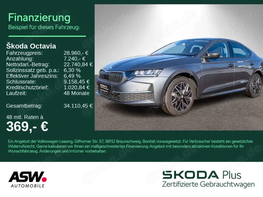 Skoda Octavia Limousine Tour 2.0 TDI DSG LED Navi RFK