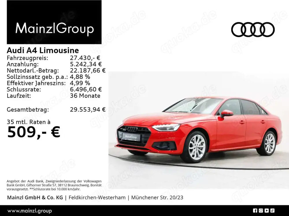 Audi A4 45 TDI quattro tiptronic Pano Leder