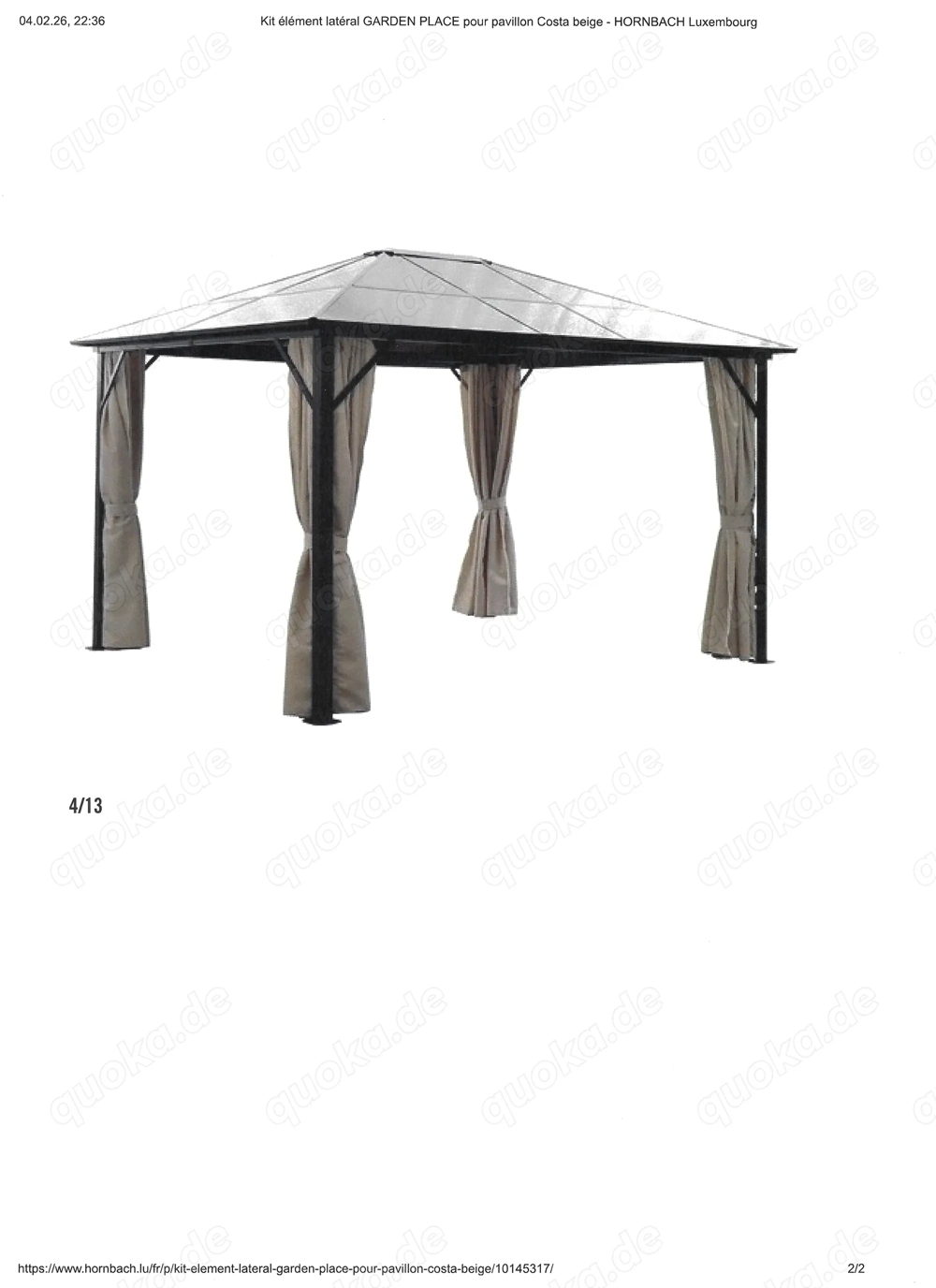 Pavillon Garden Place Costa Neu mit Seitenteilen