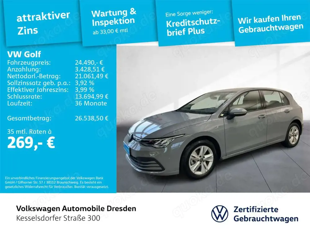 Volkswagen Golf VIII 2.0 TDI DSG Life ACC Kamera LED Navi