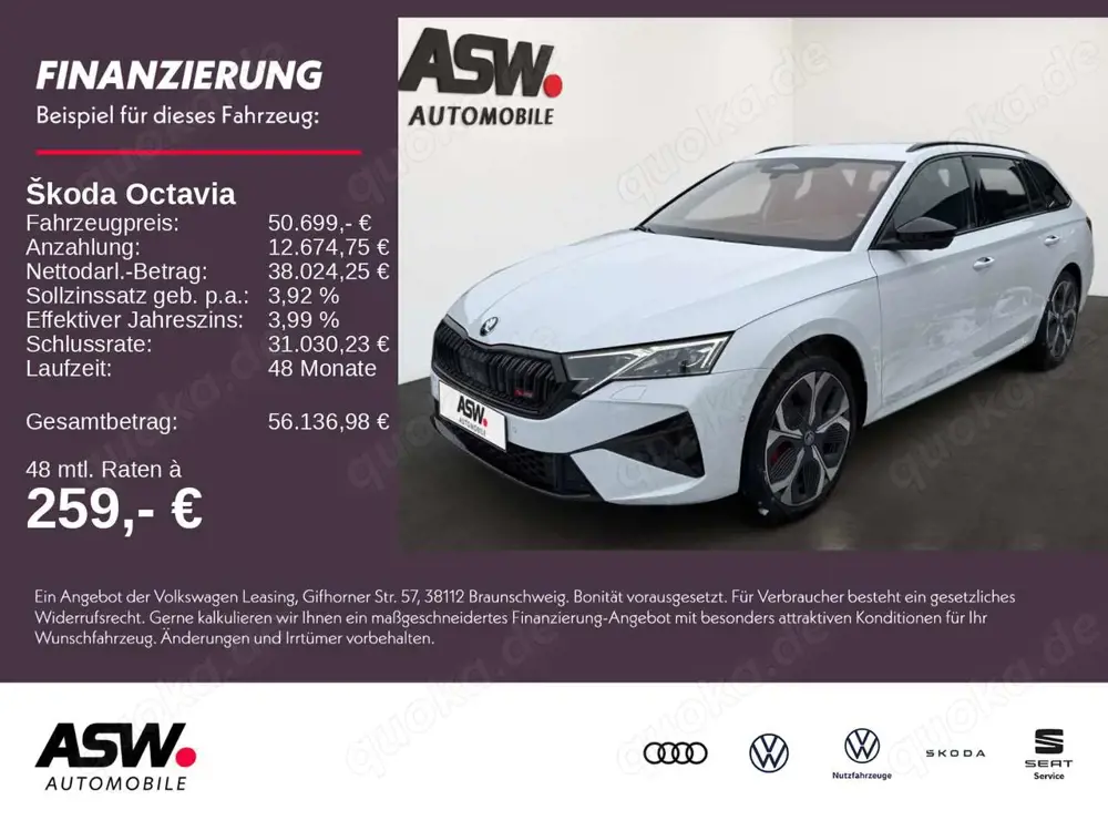 Skoda Octavia Combi RS 2,0 TSI 265PS DSG ACC 360° AHK