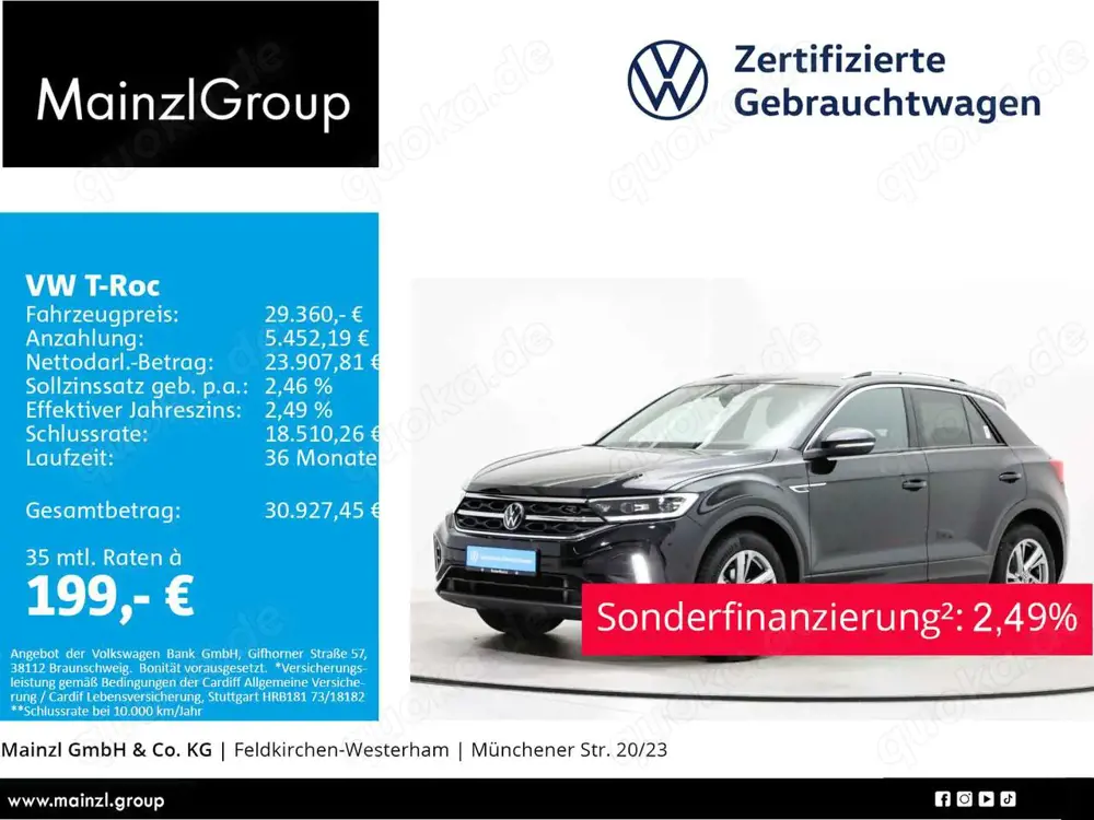 Volkswagen T-Roc 1.5 TSI DSG R-Line AHK Kamera ACC Navi SHZ
