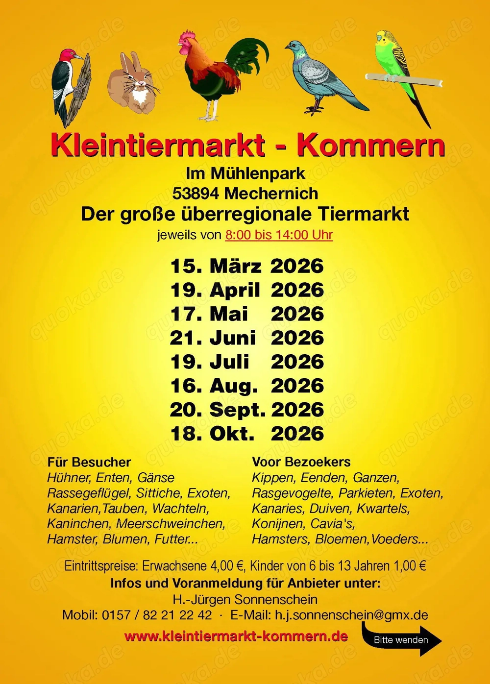 Kleintiermarkt Kommern mit Vögeln und Geflügel,