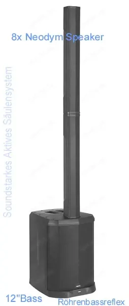  Aktiv 1800WATT Column Säulen Speaker Set mit TWS  Stereo Pairing