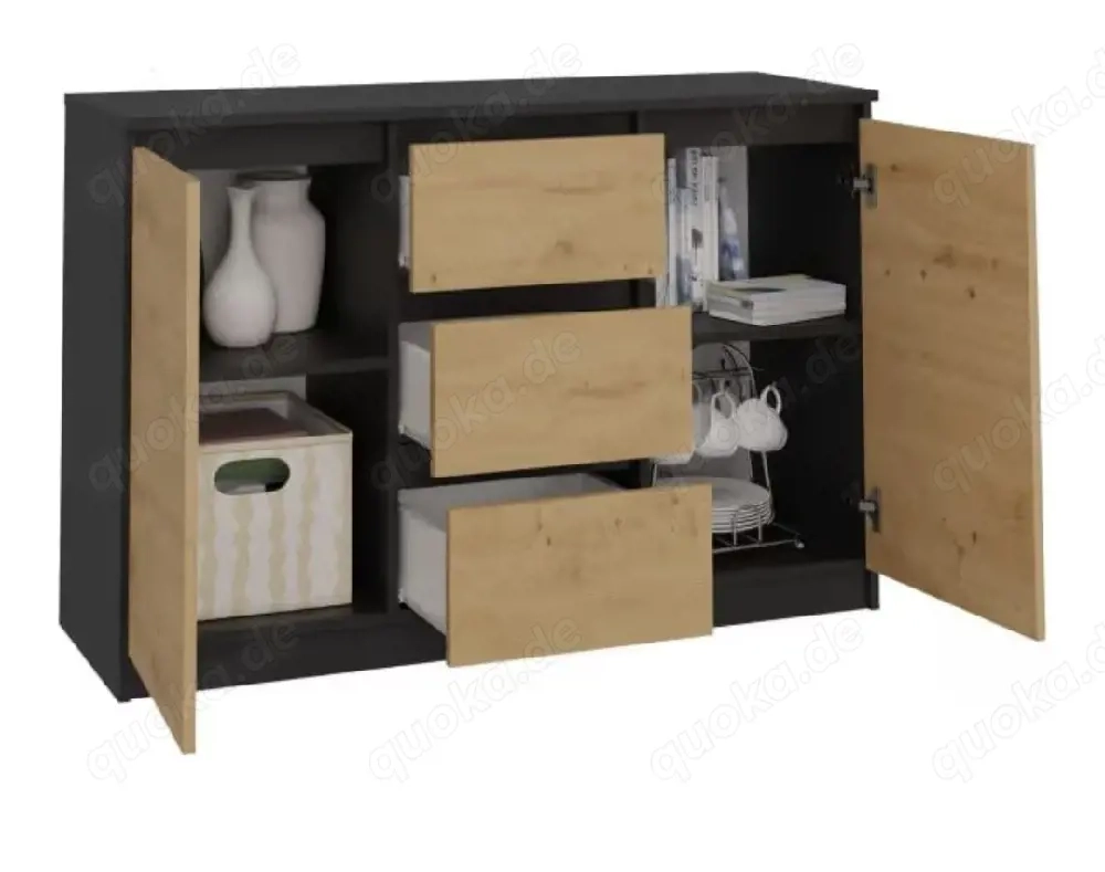 Kommode Anthrazit Eiche 