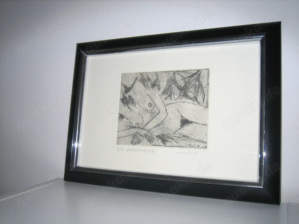 Expressionistische Radierung "Liegende Person"