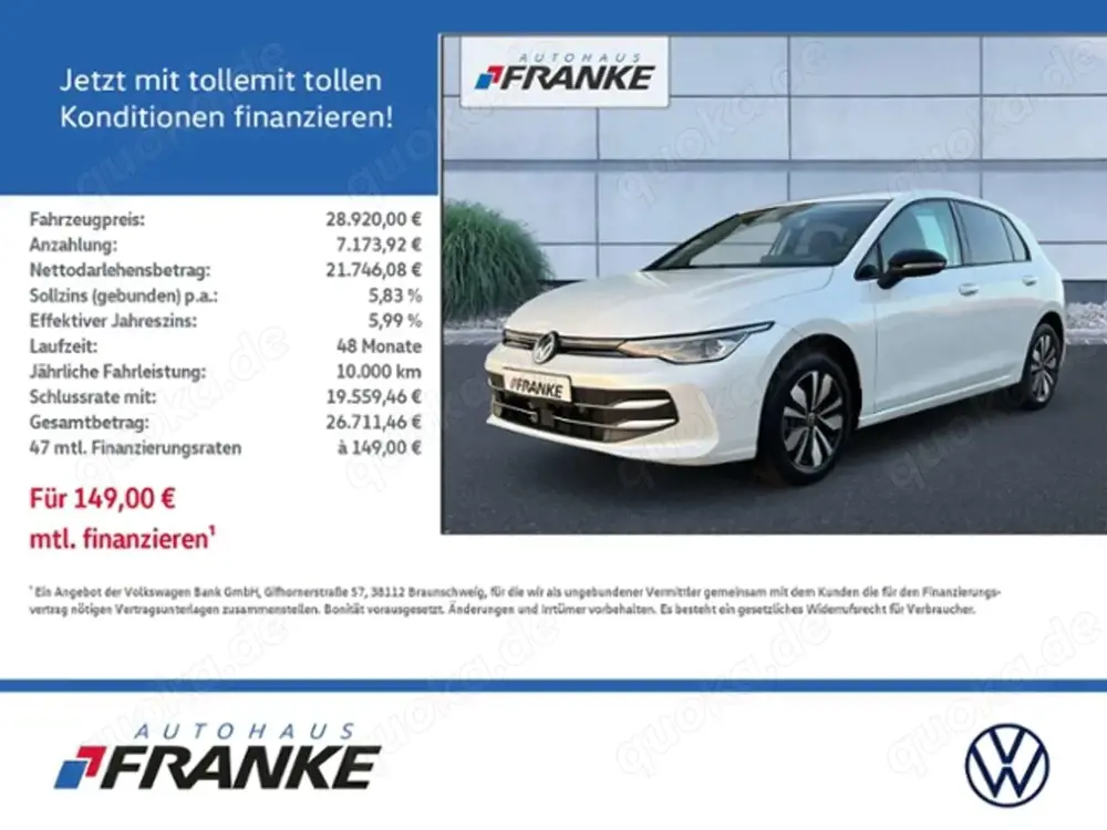 Volkswagen Golf VIII 2.0 TDI, DSG, Goal, AHK, Navi, Kamera