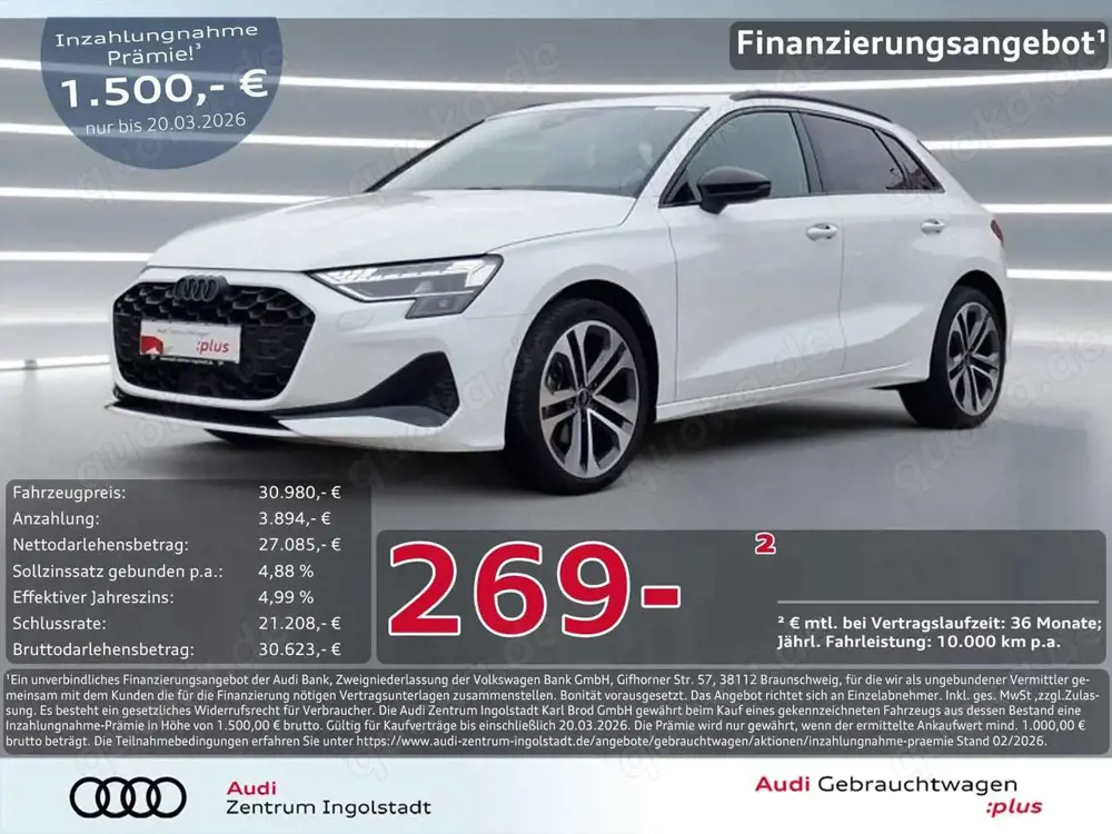 Audi A3 Sportback 30 TFSI S line LED HuD Sonos 18" advance