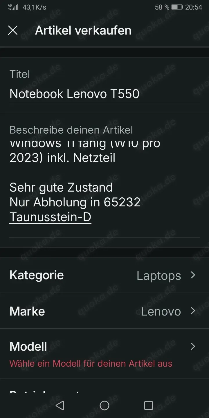 Nur Abholung in 65232