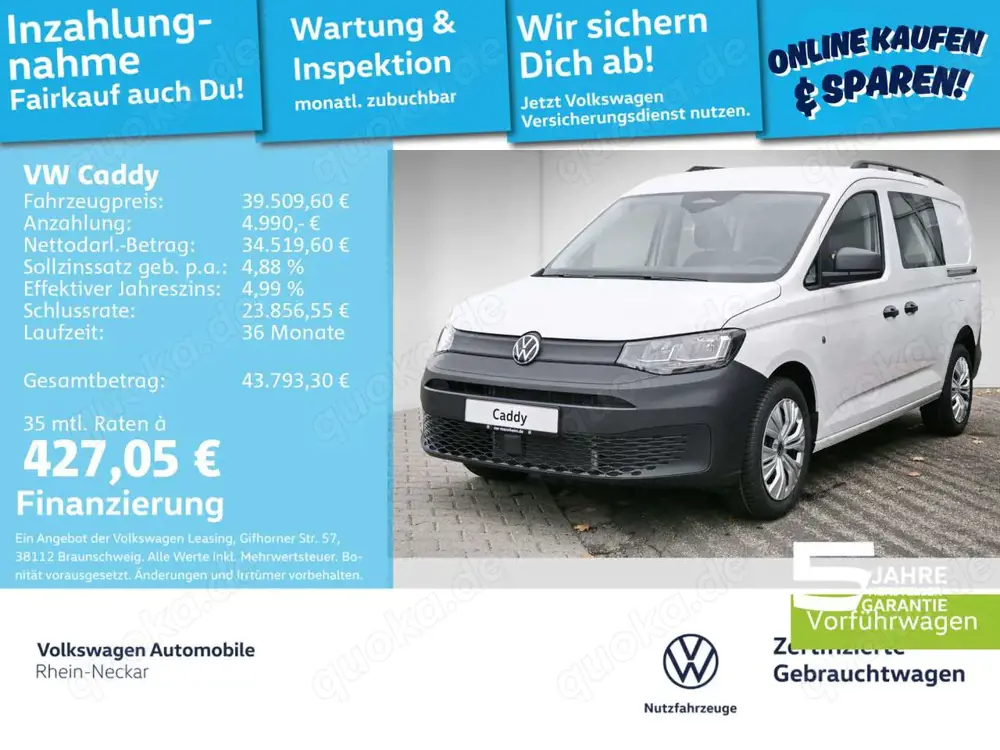 Volkswagen Caddy Flexible Maxi 5-Sitzer 1.5 TSI AHK Klima
