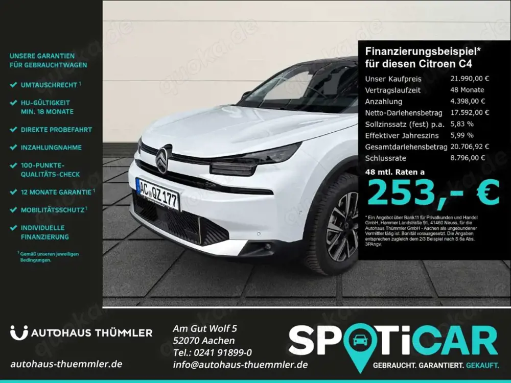 Citroen C4 Benziner 130 Automatik Max Navi Allwetterreifen Ap