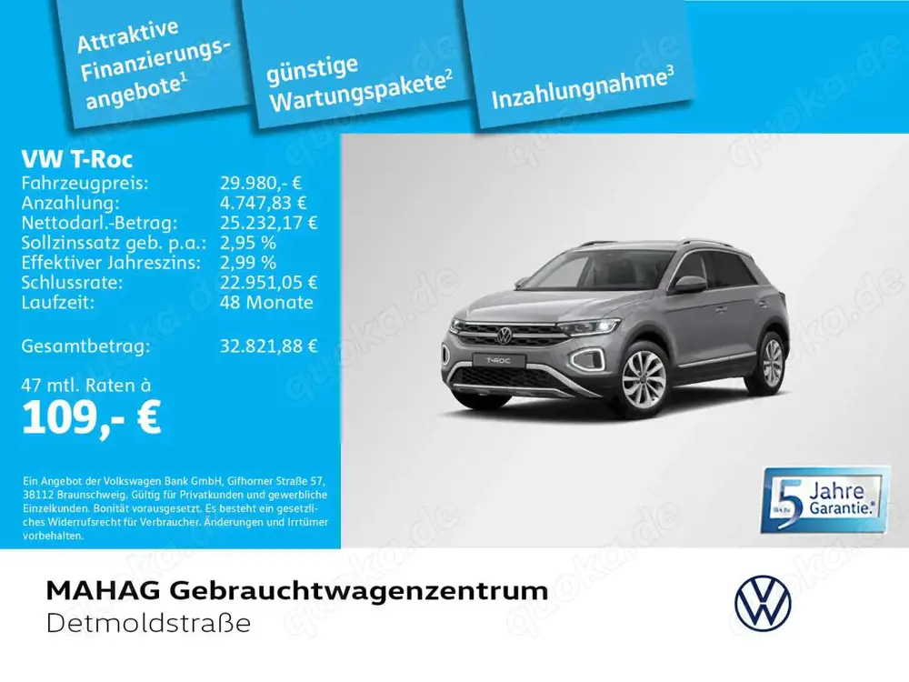 Volkswagen T-Roc T-ROC Style 1.5 TSI AHK LED+ IQ.Drive Navi ParkA
