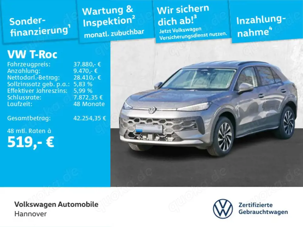 Volkswagen T-Roc Style 1.5 eTSI DSG Navi Keyless Rückfahrka