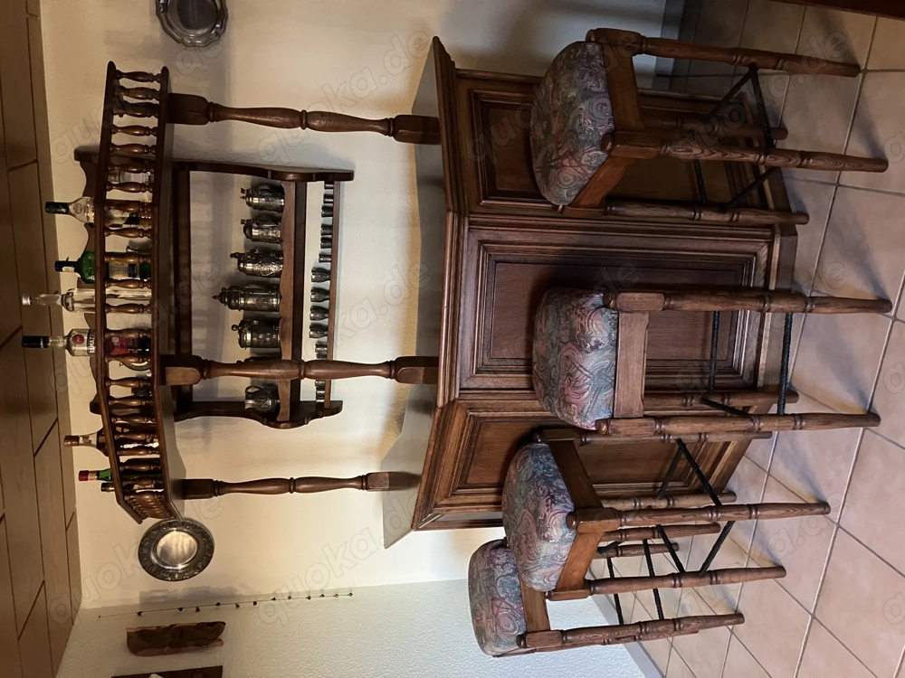 Hausbar aus massivem Eichenholz inkl. Barhocker