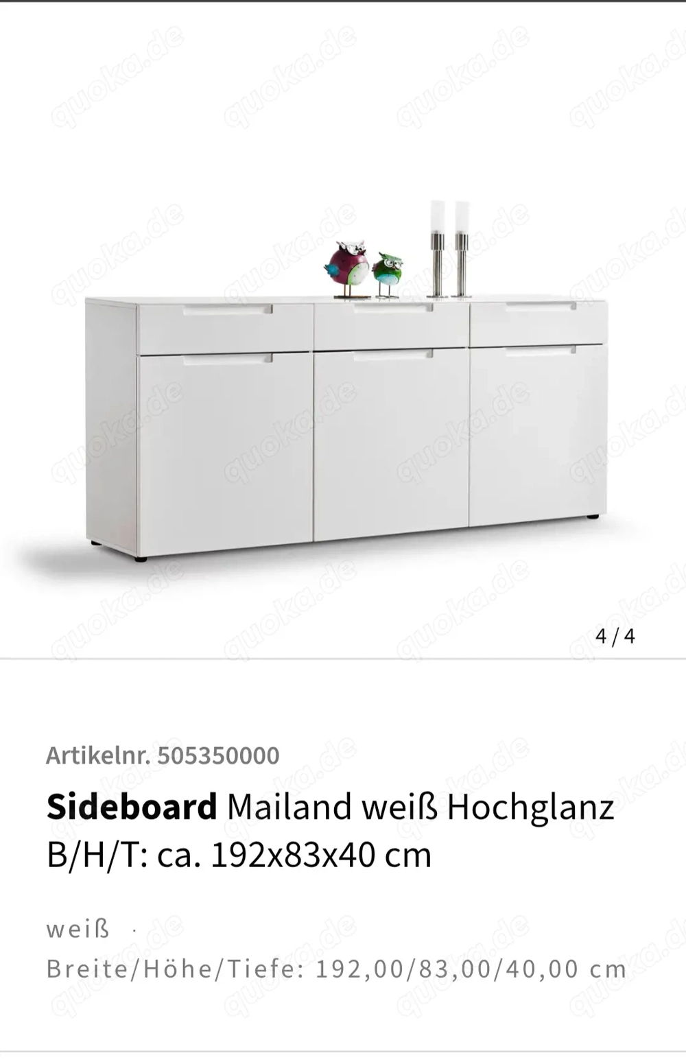 Sideboard weiß Hochglanz mit Milchglas 